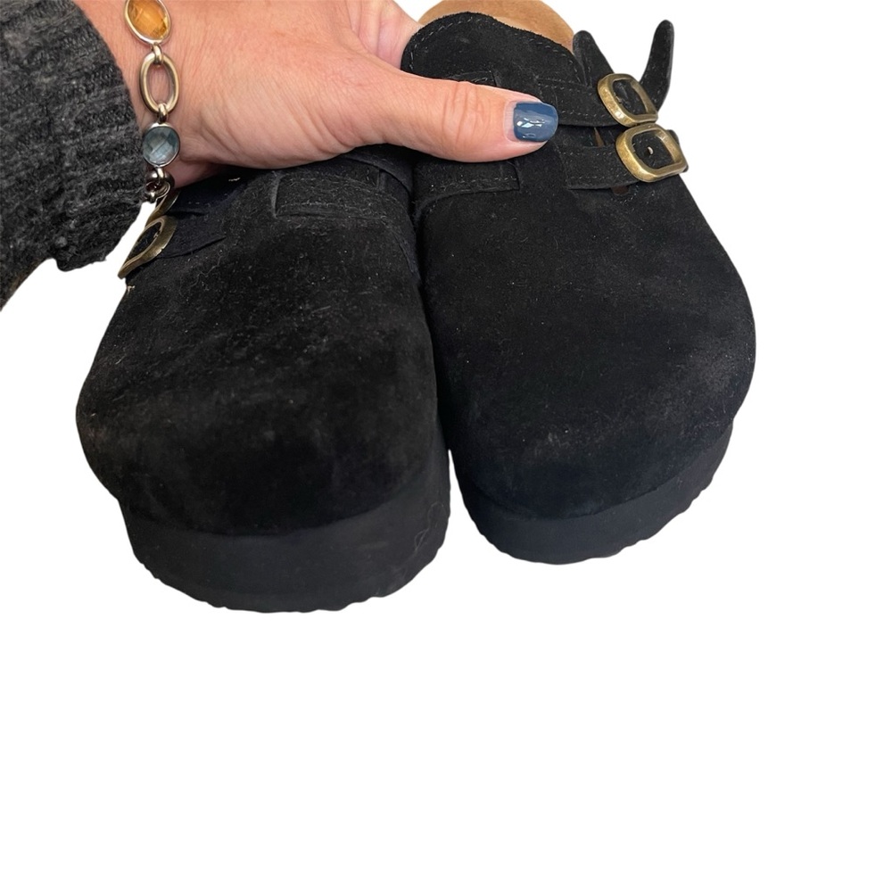 Project Cloud Stephi Clog Sz 7 Black Suede Memory Foam Comfort Platform Slip On - Picture 4 of 9